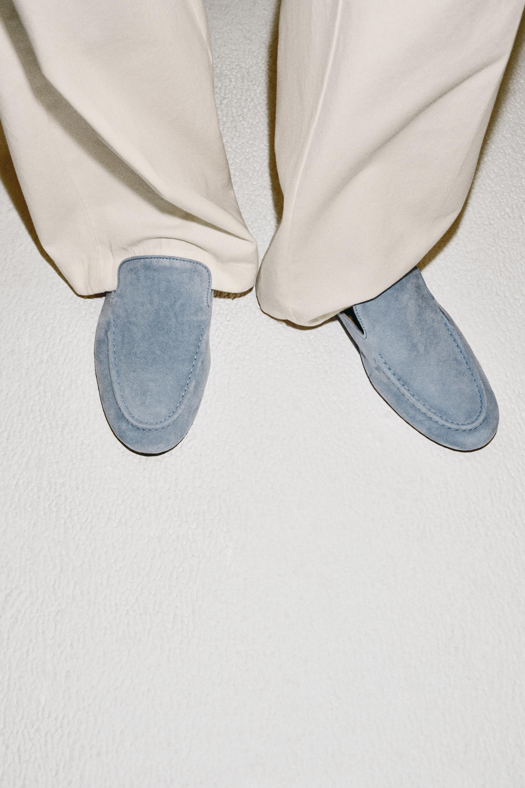 MOCASSINS OUVERTS À L'ARRIÈRE EN DAIM